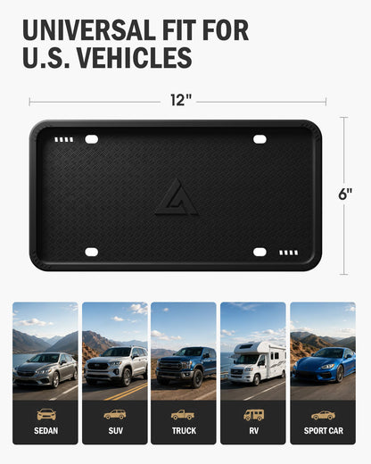 Aujen Silicone Plate Frames – 2 Pack, Black – Weatherproof & Rust-Proof