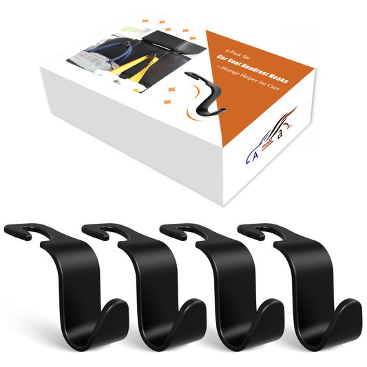 Amooca Headrest Hook Set – 55lbs, 360° Rotating – Black