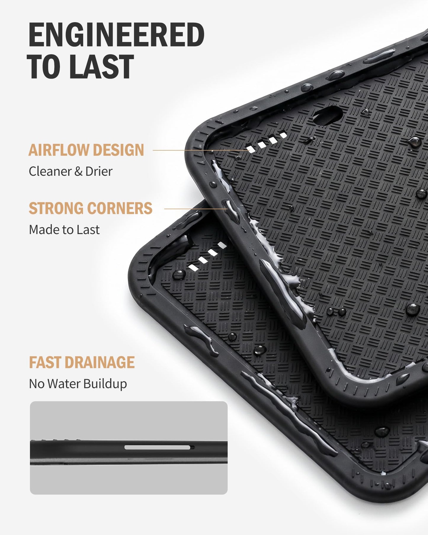 Aujen Silicone Plate Frames – 2 Pack, Black – Weatherproof & Rust-Proof