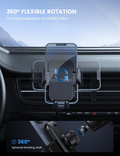 Lamicall Car Phone Mount – Wider Clamp, Metal Hook – Fits Thick Cases