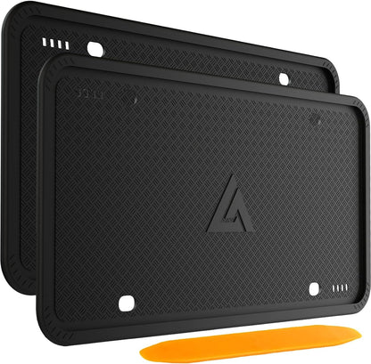 Aujen Silicone Plate Frames – 2 Pack, Black – Weatherproof & Rust-Proof