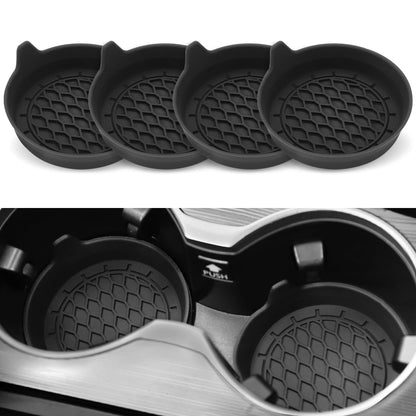 SINGARO Car Cup Coasters – 4 Pack, Black – Non-Slip Silicone